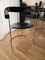 6 Canasta Vintage Stühle schwarz Leder Chrom Gestell