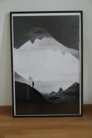 Landschaftsbild mit Rahmen, Schwarz-Weiss Foto, 93.5 x 63 cm