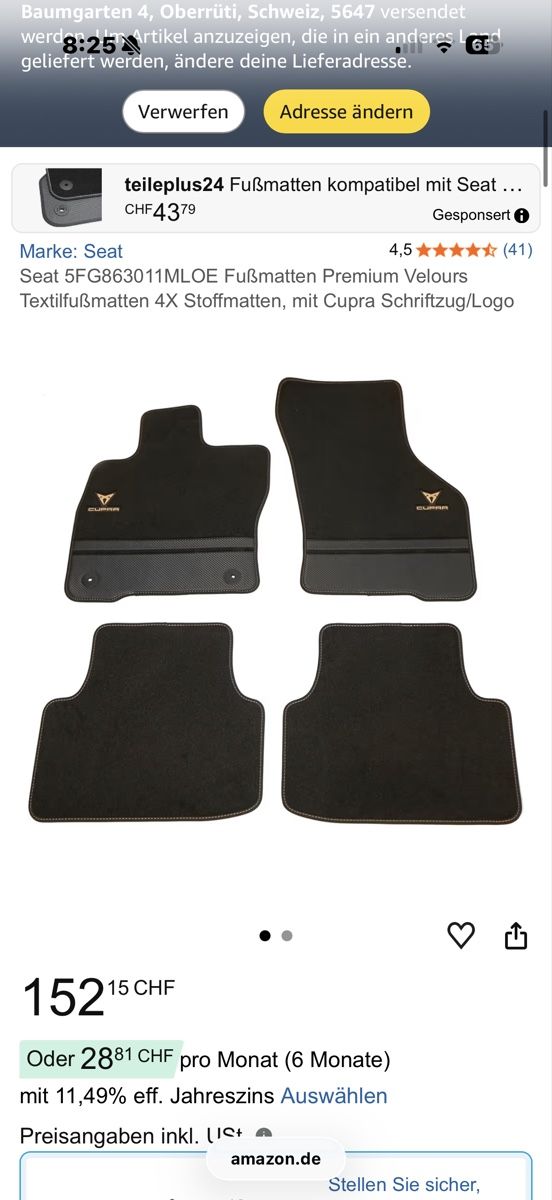 Cupra Tapis / Bacs: Cupra Fussmatten  – Neuf (Voir description) à oberrüti par lbr.leonie 4