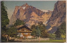 AK Grindelwald BE Bauernhaus Wetterhorn gelaufen ca 1912