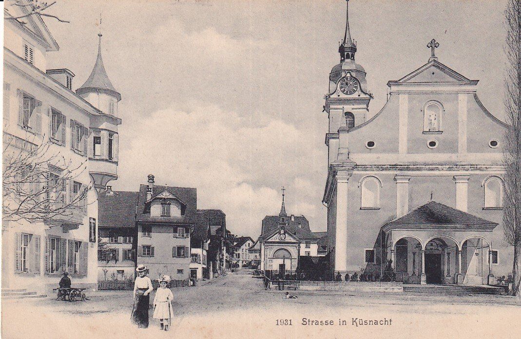 Cartoline postali: Küsnacht  ZH    -  Strasse      ca. 1900 – Usato da Brig venduto da Valcards54