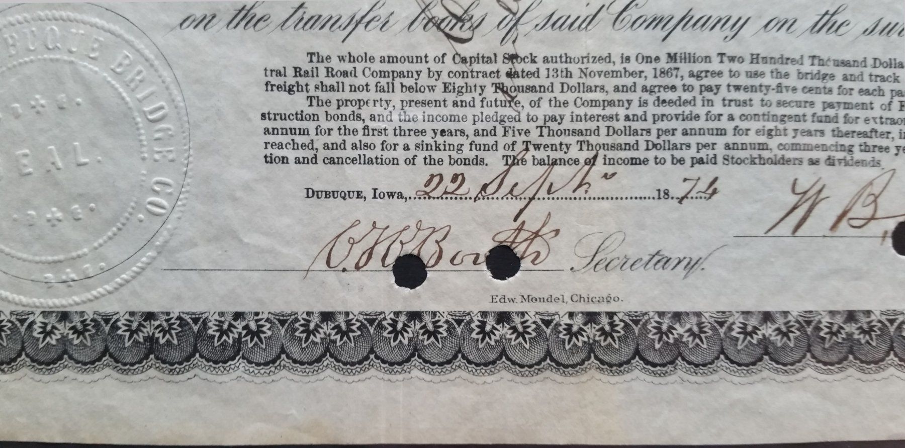 Documenti: Aktie: Dunleith & Dubuque Bridge Company 1874 – Usato da Oberriet SG venduto da ganesh435 3