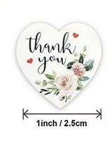 100 Stück Aufkleber Herzförmige "Thank You" Sticker, 2.5 cm
