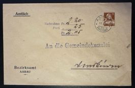 Schweiz Amtlich - Nachnahmebeleg Bezirksamt Aarau - 1934