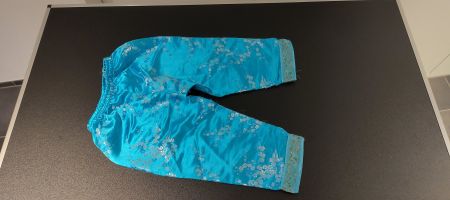 Kinder Kimono Hose Türkis Blumenmuster (Gr. 4 / 104)