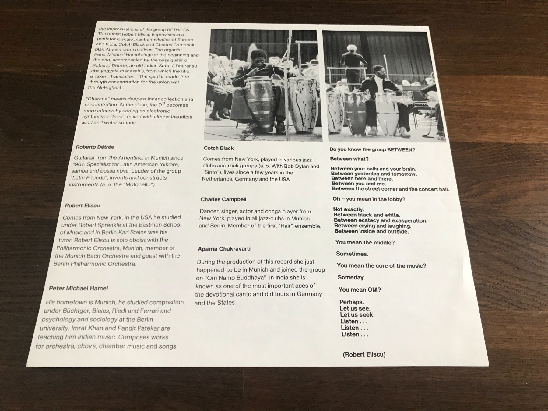Schallplatten: BETWEEN / Peter Michael Hamel - Dharana - Wergo - Krautrock – Gebraucht aus Buchs AG von Archie 3