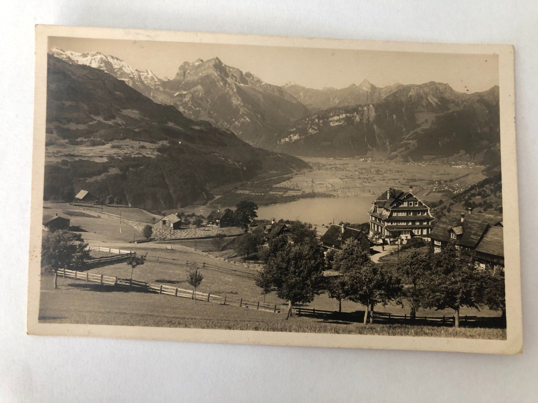 Cartoline postali: Amden - Ausblick von der "Bergruh" 1935 – Usato da Pfäffikon ZH venduto da Waltoversand