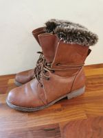 Braune / cognac Stiefeletten, gefüttert Gr.37