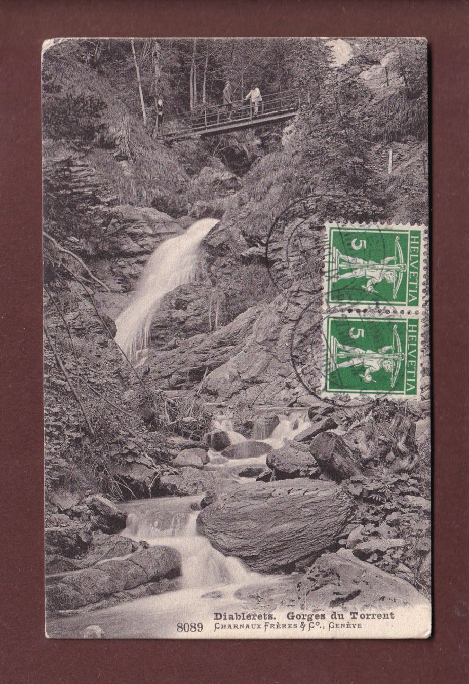 Cartoline postali: Diablerets - GORGES DU TORRENT - 1917 – Usato da Pully venduto da nicecards