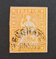 Strubel 25G / 25B4 mit Halbmond Stempel Neuchatel Bogenecke