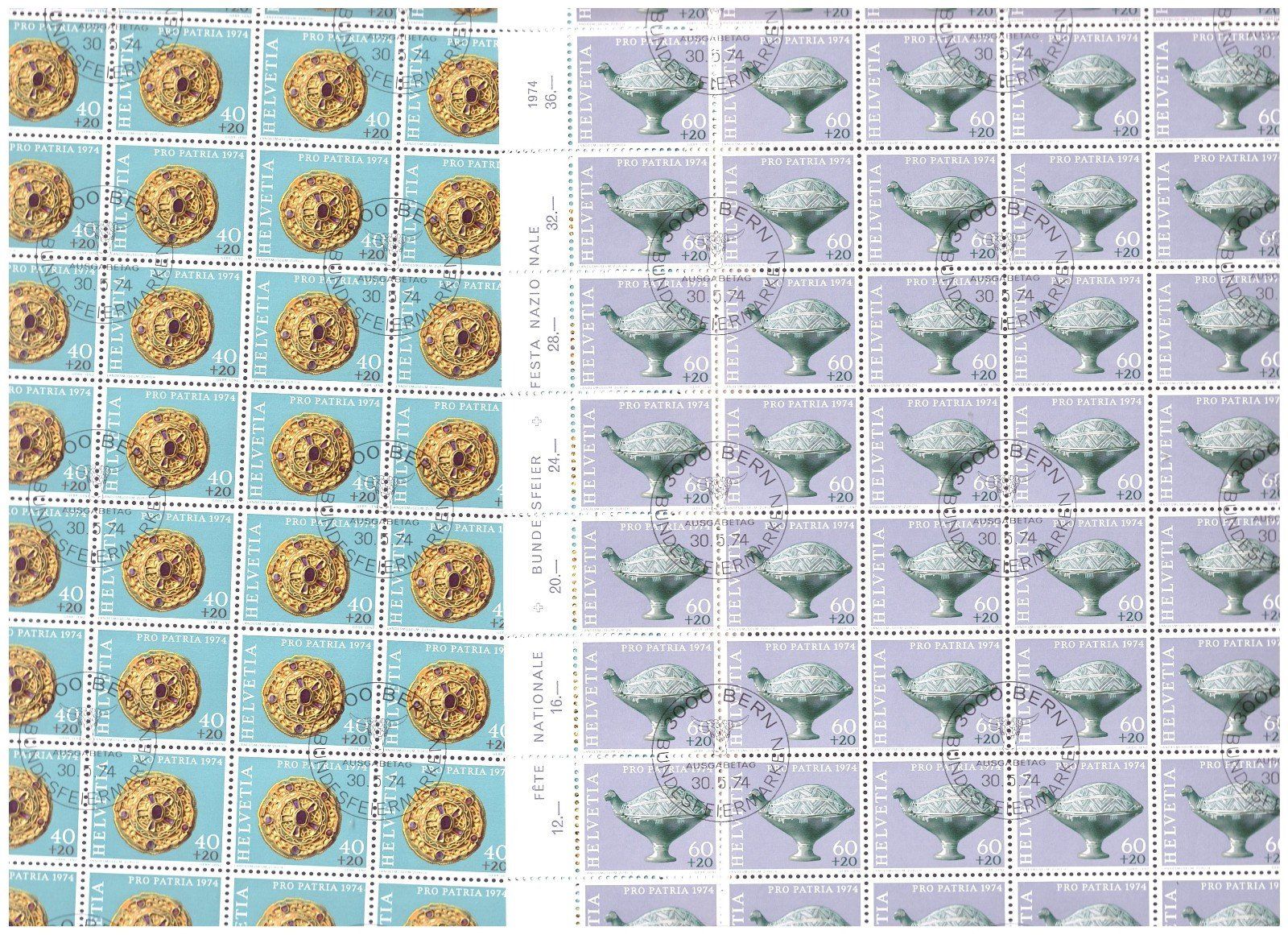 Alle Briefmarken: PP 1974 Satz Bogen mit Ersttagsstempel – Neu (gemäss Beschreibung) aus Frauenfeld von Interessent1