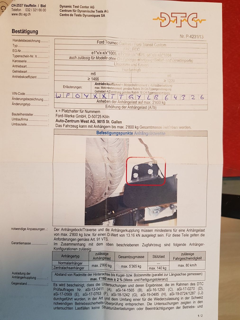 Ford Véhicules utilitaires: Ford Transit Custom L1, TDCi, 130 PS – D'occasion à Lengnau AG par TDCB 9