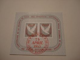 Block Basler Taube 1945, Roter Sonder-o, Gummi **