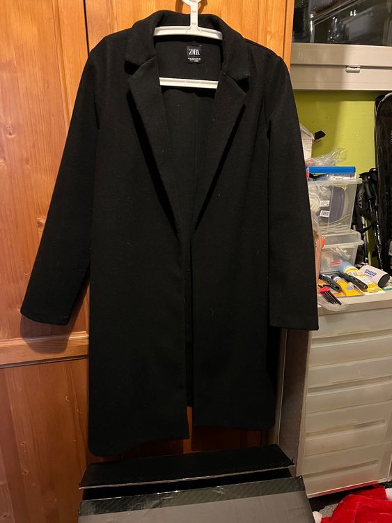 Manteau Zara Basic Vert En Lin - Taille L (40), Neuf Sans étiquettes