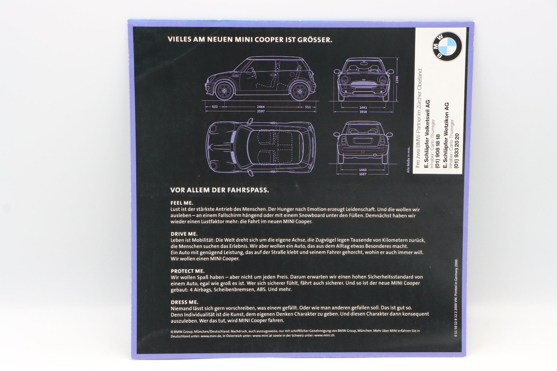 Mini Dokumente: Mini Cooper One 2000 Prospekt – Gebraucht aus Bühl b.Aarberg von Collectorpassions 1