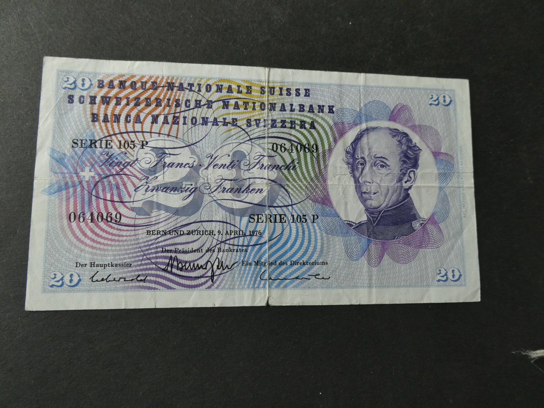 Billets de banque: Schweiz 1976, 20 Franken – D'occasion à Hinterforst par Rohusri