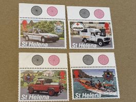 4 St. Helena Briefmarken mit Fahrzeugen (MNH)