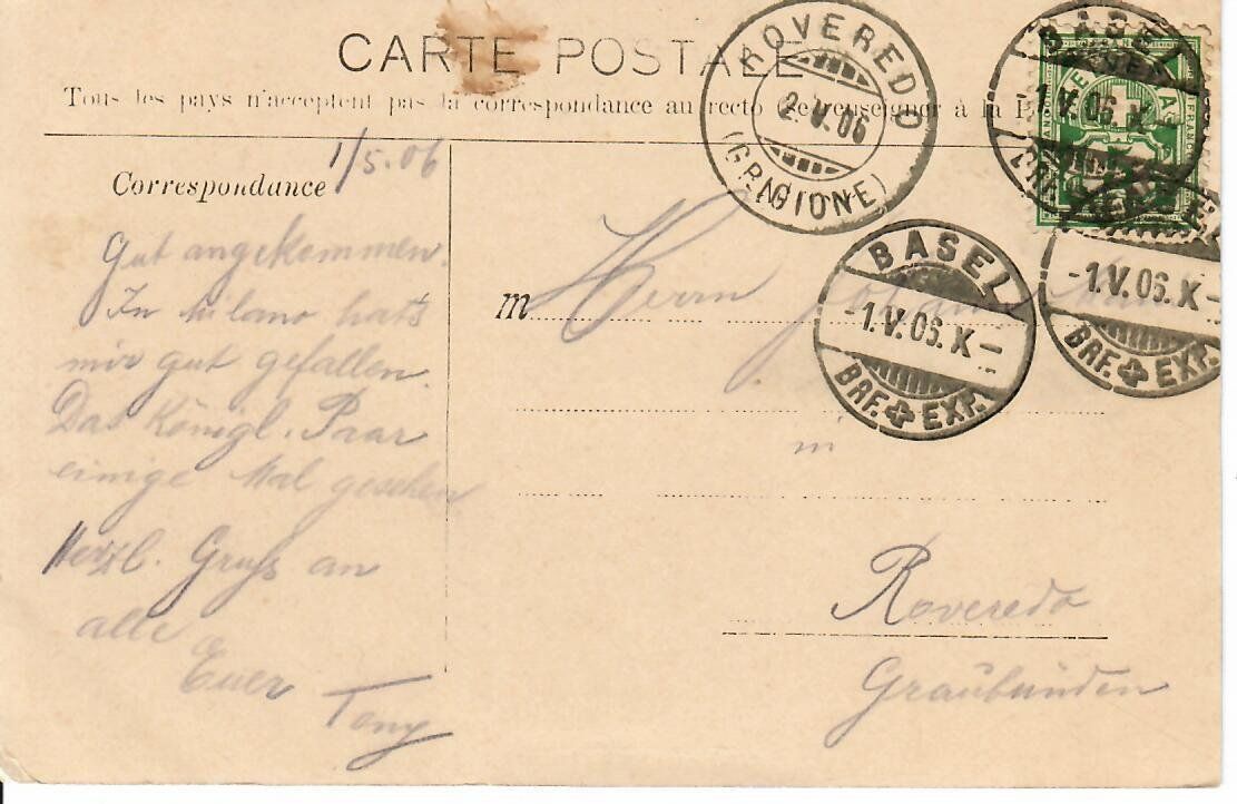 Ansichtskarten: Basel 1906 – Gebraucht aus Hochdorf von Ziegel-16 1