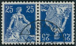 1909 - Kehrdrucke - Helvetia mit Schwert - gestempelt