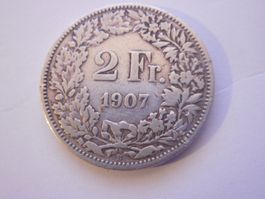 2 Fr. 1907  silber  uralt