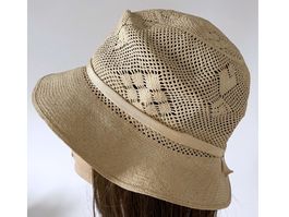 Hut Strohhut Panamahut m Reps-Dekoration luftig VINTAGE 50s