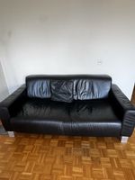 Ledersofa schwarz 3-Sitzer mit Riss im Bezug gebraucht