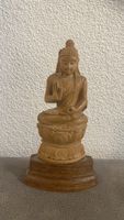 Holzschnitzerei Buddha Figur Lotus Sockel guter Zustand