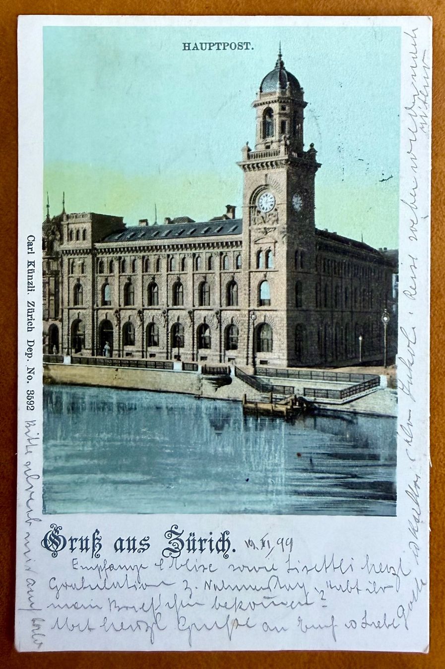 Cartoline postali: Zürich - Litho 1899 - Hauptpost – Usato da Lutry venduto da Ediego