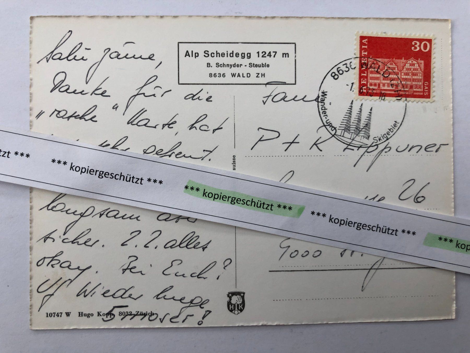 Cartoline postali: Wald ZH, Alp Scheidegg mit Alpen AK – Usato da Hefenhofen venduto da Bierinder 1