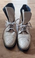 Vintage Lederstiefeletten Gr. 40 beige/gold