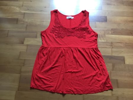 Damen Shirt Bluse ohne Arm lang rot Gr 44/ 46