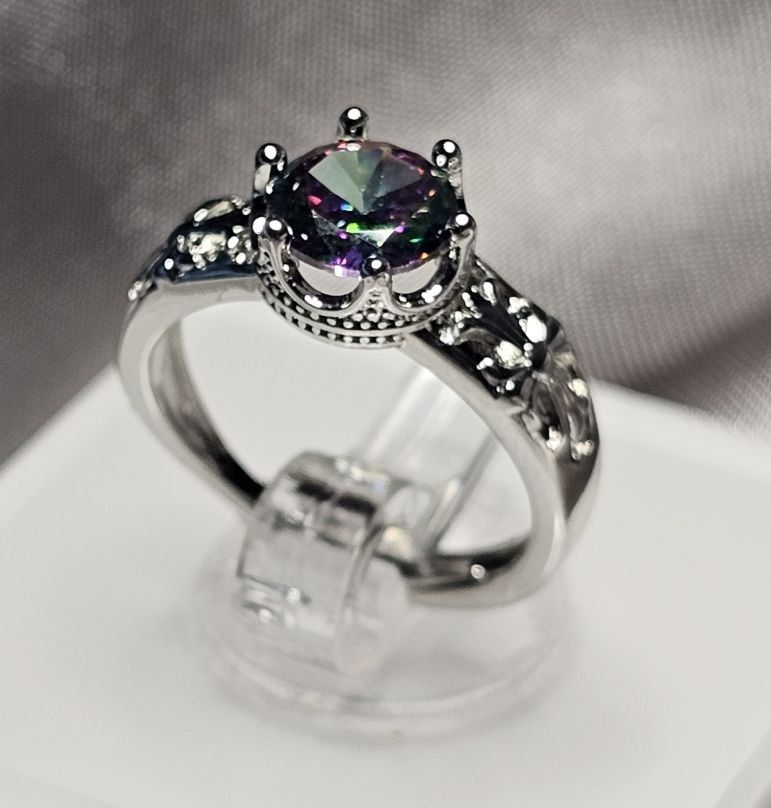 Anelli: Eleganter offener Ring mit mystischem Topas, 925 versilbert – Nuovo (secondo la descrizione) da Grenchen venduto da maretop 6