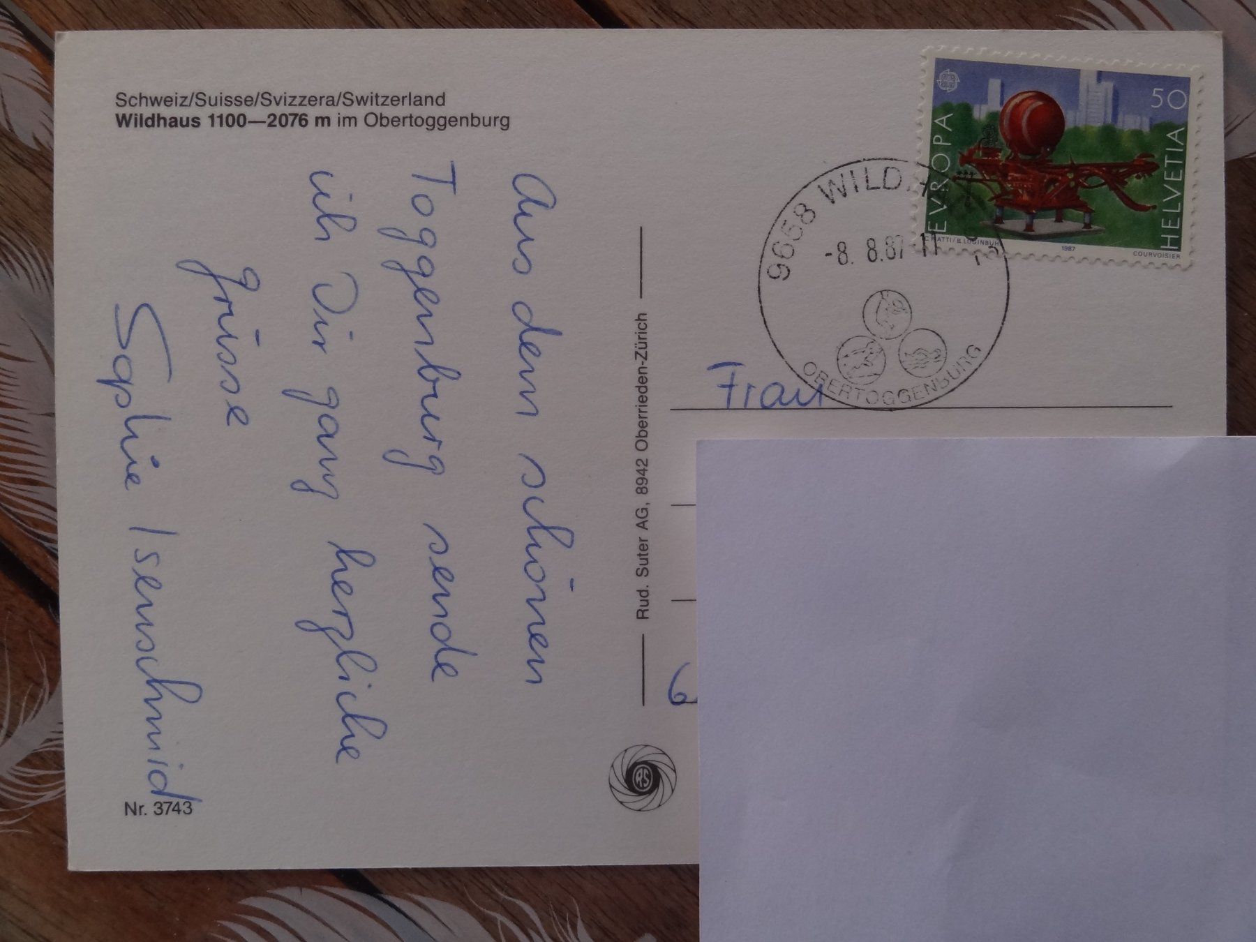 Cartoline postali: Wildhaus - Obertoggenburg - 1987 – Usato da St Léonard venduto da Riglin 1
