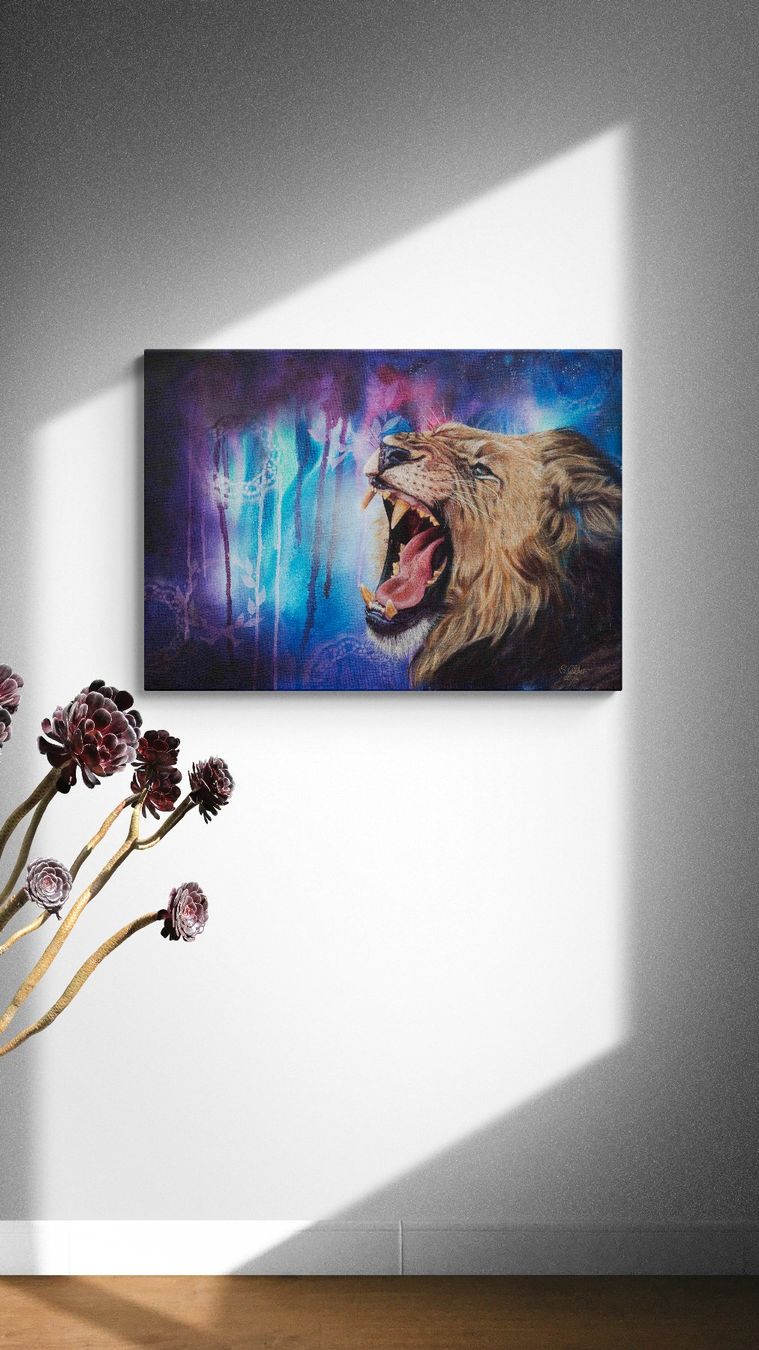 Dipinti: Löwenbild, handgemalt, Original Gemälde, 50 x 70 cm – Nuovo e nell'imballaggio originale da Tägerwilen venduto da Simone_Widler_Art 5