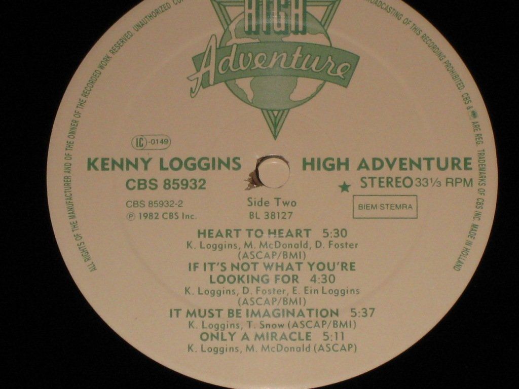 Dischi in vinile: LP - KENNY LOGGINS - HIGH ADVENTURE – Usato da Steckborn venduto da Quo7 2