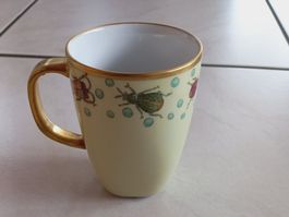 Porzellan Tasse  handbemalt, mit Gold
