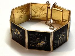 Schönes signiertes Vintage Damaszener Armband, Amita Japan