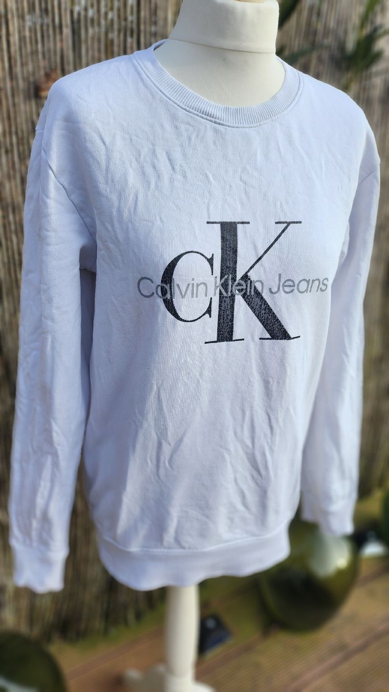 Calvin Klein Maglioni & Felpe: Pull blanc CK, taille M, coton 100% – Usato da Agiez venduto da chouchanelle 2