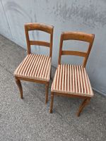 2 Antik Biedermeier Stühle Holz mit gestreiftem Bezug..Top