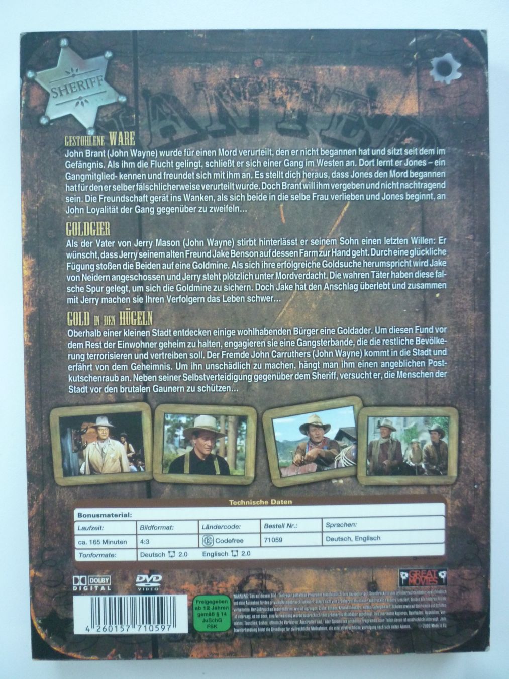 Tutti i DVDs: 3 John Wayne Western Klassiker - Holz Box – Usato da Münchenstein venduto da antares09 1