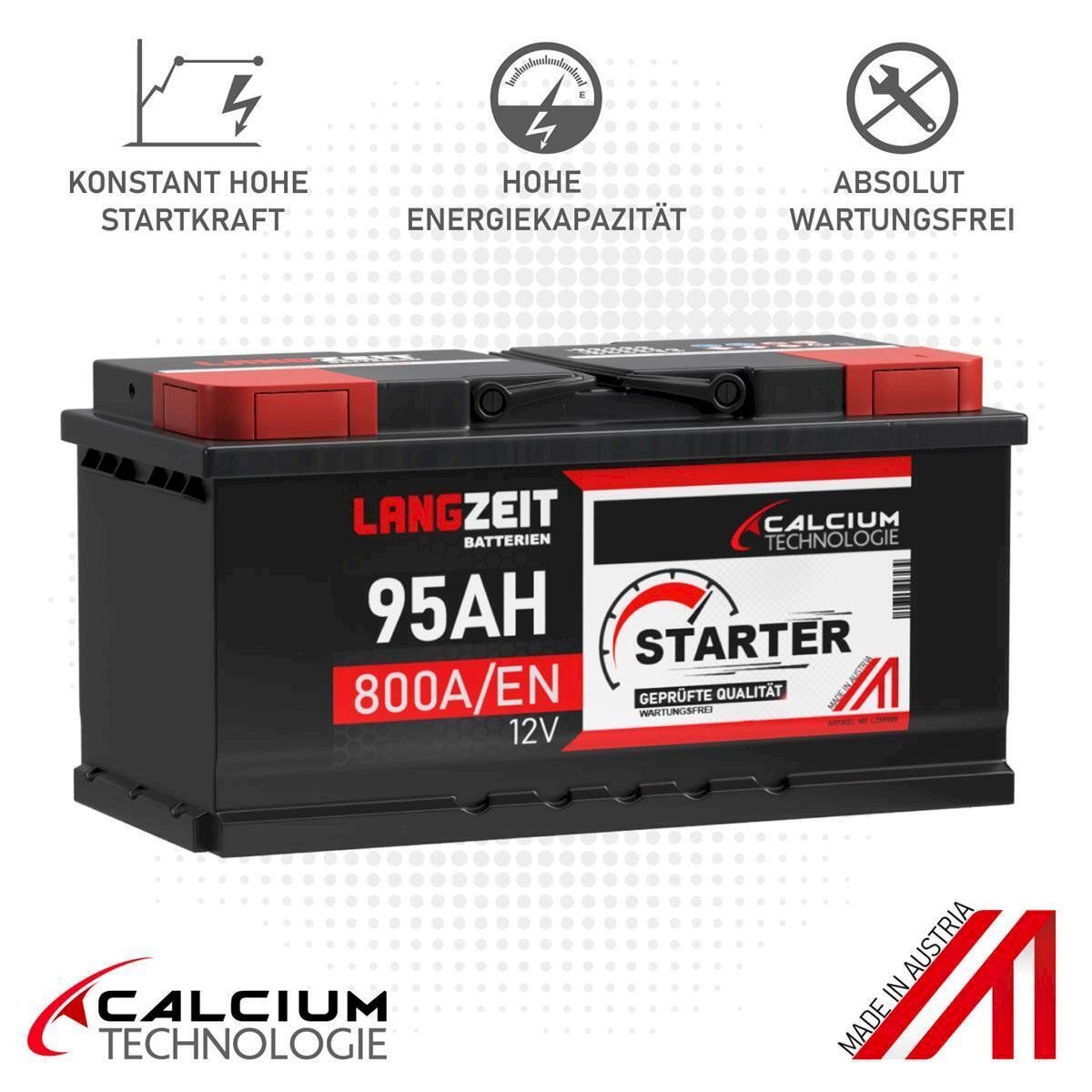 Batterie: LANGZEIT Autobatterie 12V 95Ah – Nuovo e nell'imballaggio originale da Bottighofen venduto da zaap 2