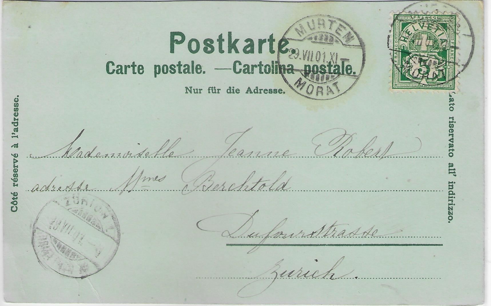 Cartoline postali: Murten Morat - Mondschein-Litho 1901 – Antico da Ettingen venduto da Kartenplanet 1