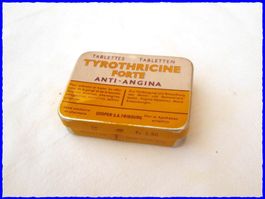 alte Blechdose "TYROTHRICINE" für Anti-Angina Tabletten