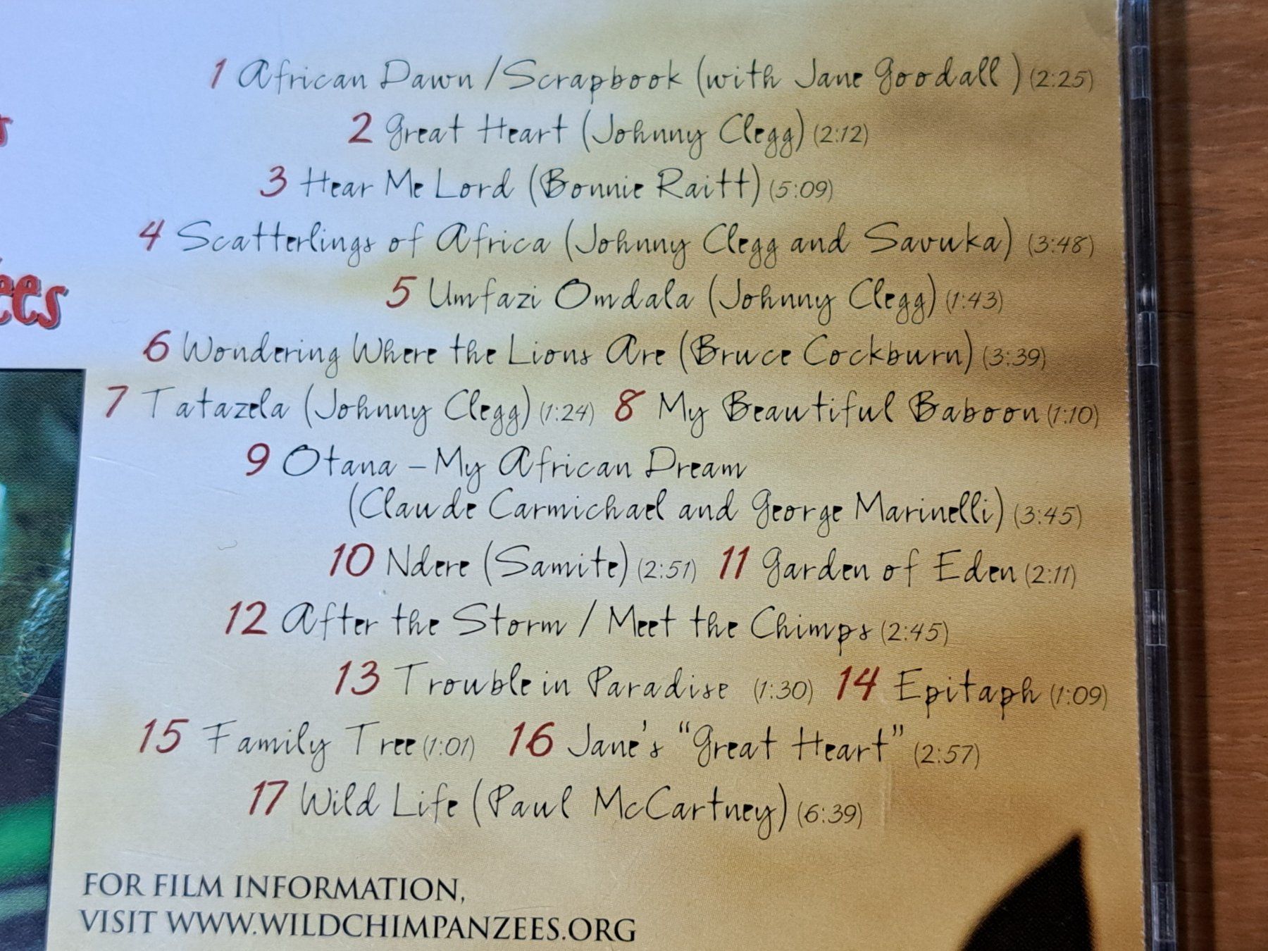 CD: Jane Goodalls Wild Chimpanzees, Original Filmmusik-CD – Nuovo (secondo la descrizione) da Unterseen venduto da Kanica 2