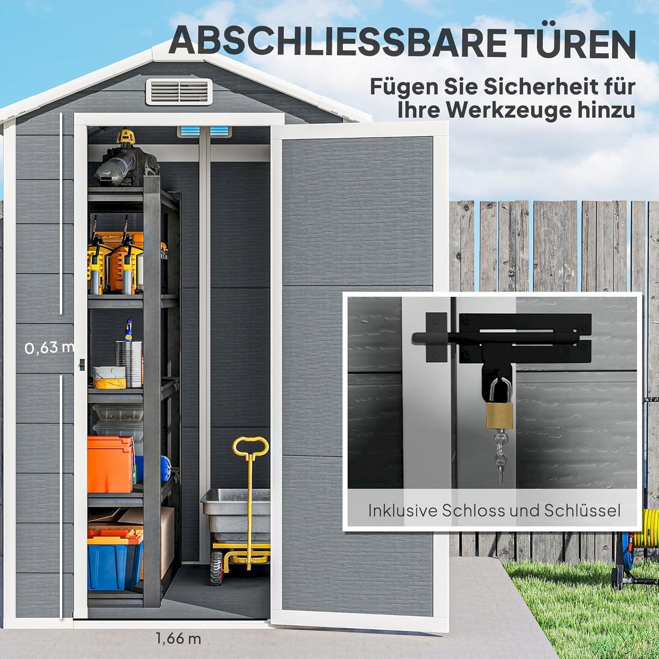 Casette da giardino & serre: Gerätehaus 2,1m² Grau – Nuovo e nell'imballaggio originale da Bottighofen venduto da zaap 6