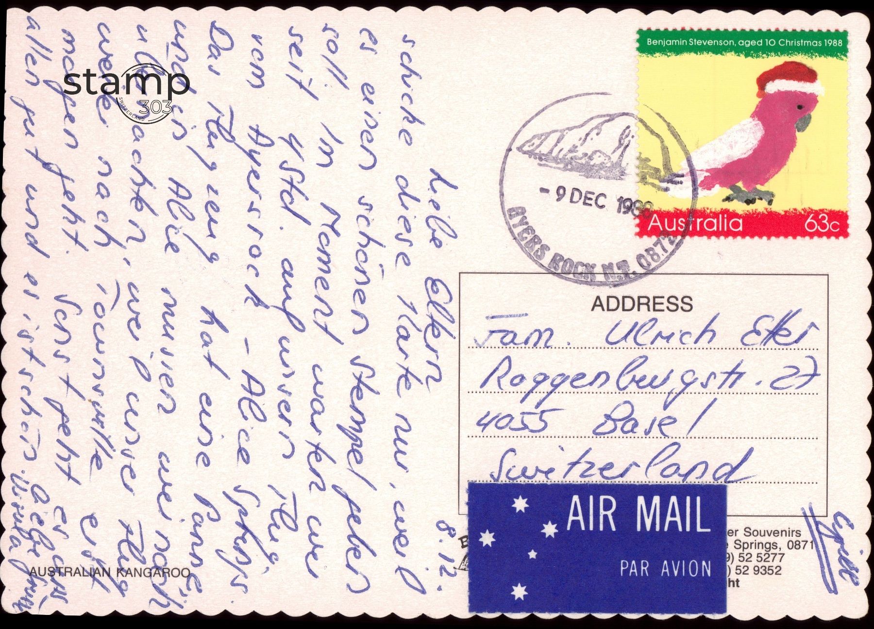 Cartoline postali: 1988 AK Australien Känguru – Usato da Eggersriet venduto da stamp303 1