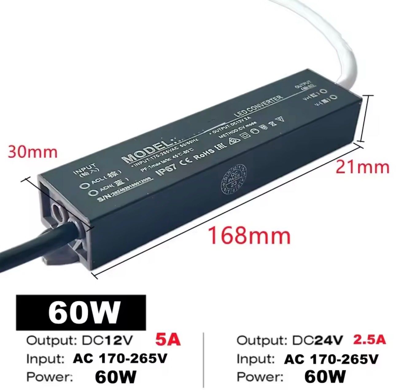 Alimentazione elettrica: 24V 60W Netzteil / IP65 Wasserdicht – Nuovo e nell'imballaggio originale da Oberuzwil venduto da MusicMinimax