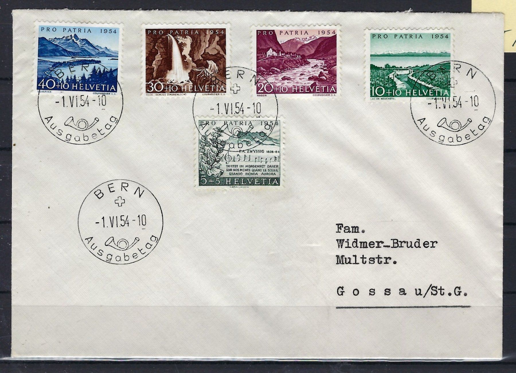Tutti i francobolli: 1954 Pro Patria Satzbrief ET.    16012 – Usato da Lunden venduto da Animus999