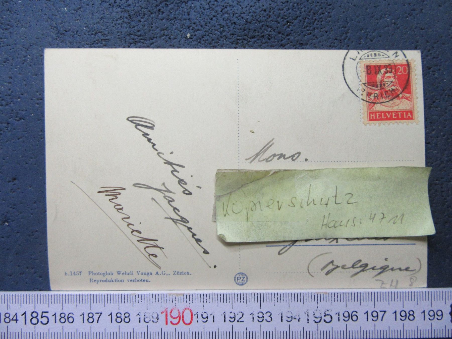 Cartoline postali: GASTHAUS BATEL-KULM ZH AK 1933 – Usato da Ettingen venduto da Hausi4711 1