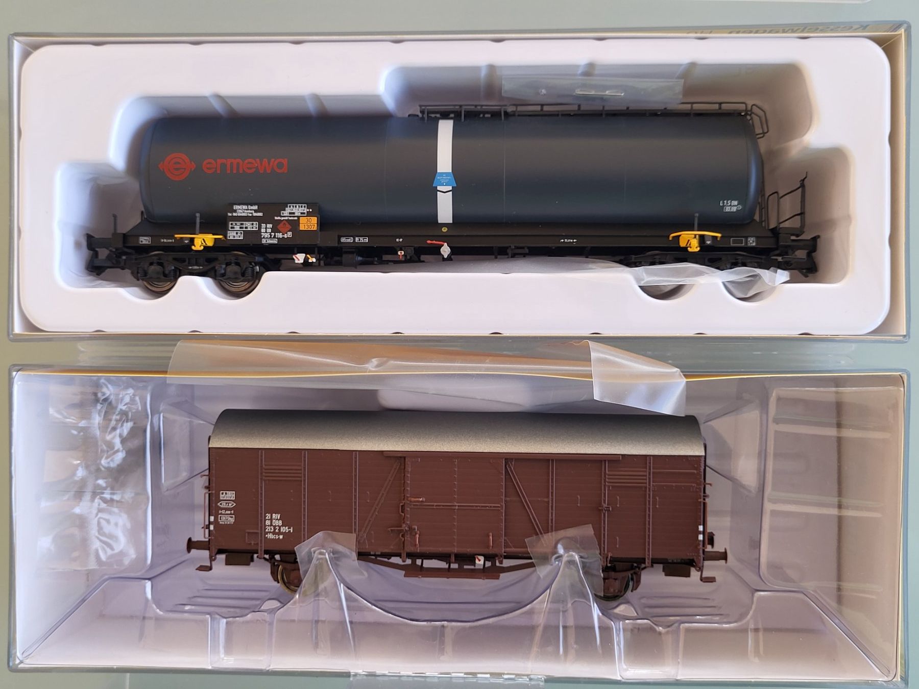 Brawa Modellini di ferrovie: H0  BRAWA  DB & ÖBB  2 Stk. Güterwagen – Nuovo (secondo la descrizione) da Oberburg venduto da sensetal 6
